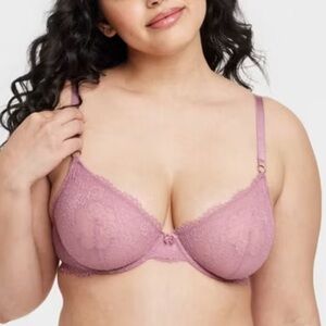 Auden Women's Lace Mauve Unlined Demi Bra‎